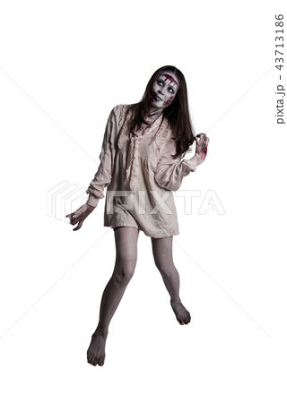 female zombie isolated over white backgroun female zombie isolated over white backgroun 43713186