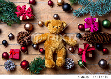 teddy bear with Christmas decoration teddy bear with Christmas decoration 43713610