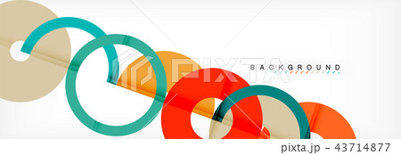 Colorful rings on grey background, modern geometric pattern design. Vector business or technology 43714877