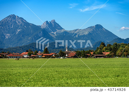 Countryside Landscape with Alps - Bavaria Germany Countryside Landscape with Alps - Bavaria Germany 43714926