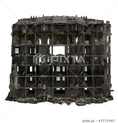 Ruined Building Isolated On White 3D Illustration Ruined Building Isolated On White 3D Illustration 43715467