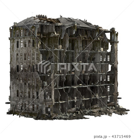 Ruined Building Isolated On White 3D Illustration Ruined Building Isolated On White 3D Illustration 43715469