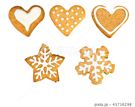 holiday ginger cookies with frosting isolated on 43716298