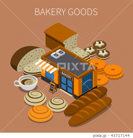 Bakery Goods Isometric Background 43717144