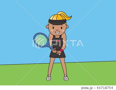 テニス 女子のイラスト素材