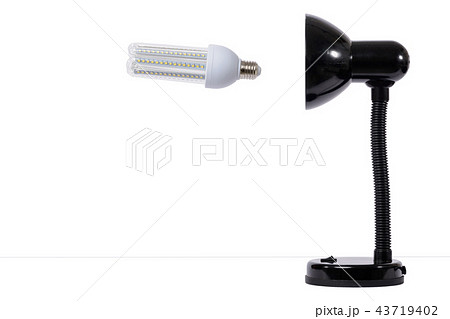 Led lamp in off position with opaque glass bulb. 43719402