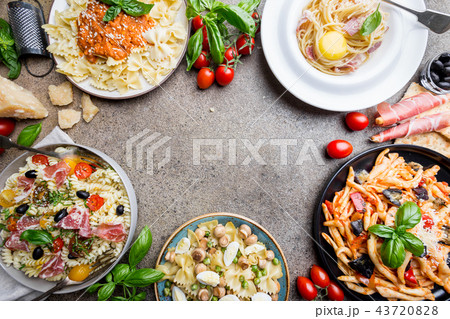 Pasta with different kinds of sauce 43720828