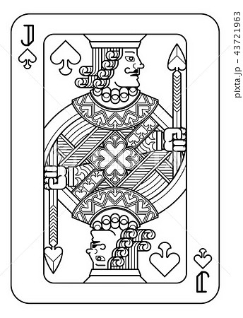 Playing Card Jack Of Spades Black And Whiteのイラスト素材