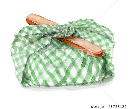 水彩で描いたお弁当包み 43723125