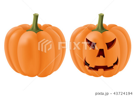 Halloween pumpkin set. With angry face carving Halloween pumpkin set. With angry face carving 43724194