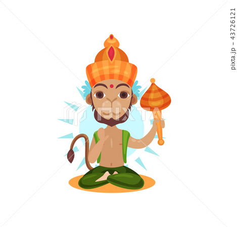 Hanuman Indian god, leader of the army of monkeys cartoon vector Illustration on a white background 43726121