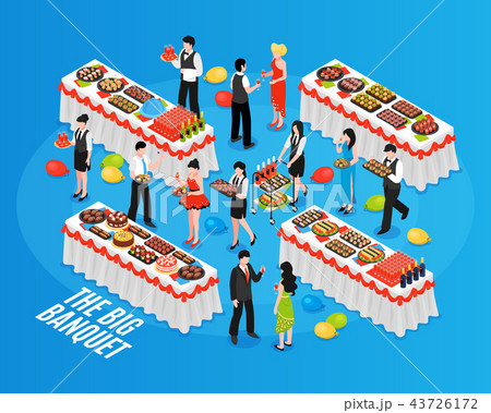 Isometric Banquet Background Composition Isometric Banquet Background Composition 43726172