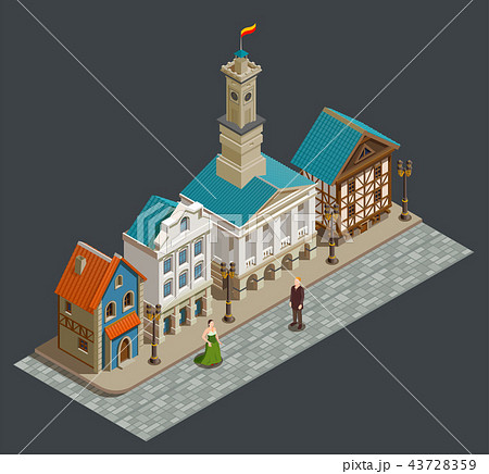 Medieval Architecture Isometric Composition  43728359