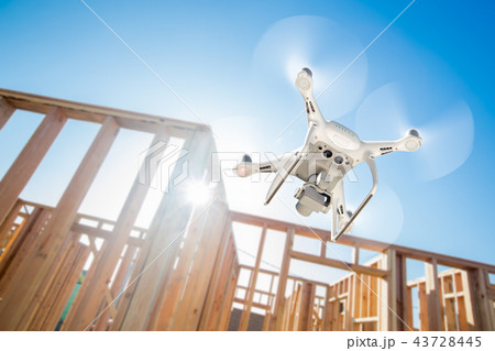 Drone Quadcopter Inspecting, Photographing House 43728445