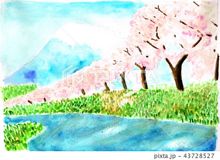 桜水彩画のイラスト素材
