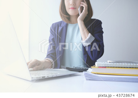 young asian woman work business in office. young asian woman work business in office. 43728674