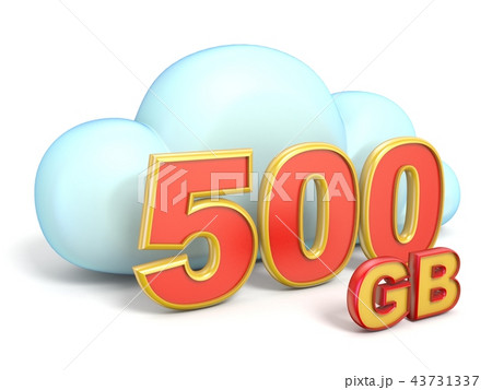 Cloud icon 500 GB storage capacity 3D 43731337