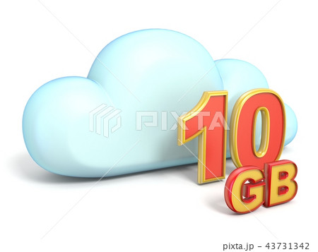 Cloud icon 10 GB storage capacity 3D 43731342