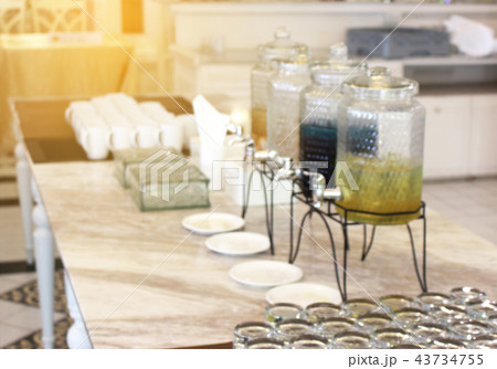 party drink station with fruit cocktail in bottles 43734755