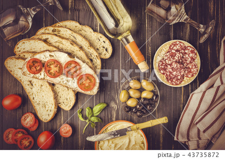 Wine snack set. wine, gourmet, food, appetizer, italian, snack, wooden, dinner, drink, glass, meal, Wine snack set. wine, gourmet, food, appetizer, italian, snack, wooden, dinner, drink, glass, meal, 43735872