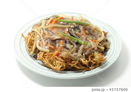 麺料理、固焼きそば、油焼きそば、細切り野菜と豚肉のあんかけ焼そば 麺料理、固焼きそば、油焼きそば、細切り野菜と豚肉のあんかけ焼そば 43737600