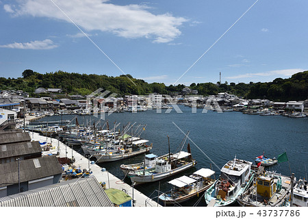 室津港の風景　漁港と街並み 43737786