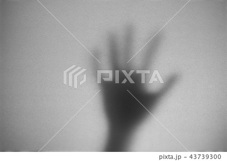 Shadow of hand the white frosted glass 43739300