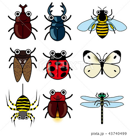 Set Of Illustrations Of Anthropomorphic Insects Stock Illustration