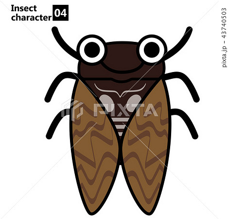 擬人化した昆虫のイラスト アブラゼミ Insect Character Cicadaのイラスト素材