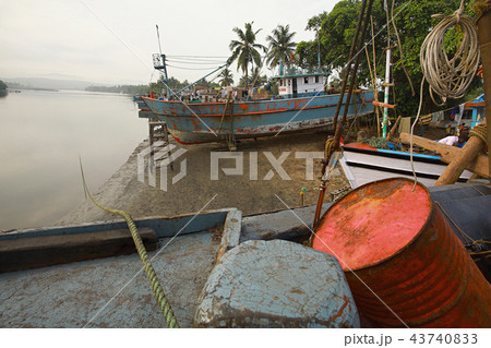 Anchored trawlers at candolim beach Goa 43740833