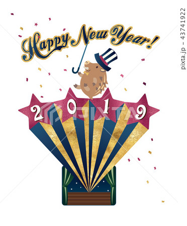New year card Wild boar 2019 43741922