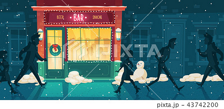 Vector beer bar at winter, Christmas Eve 43742200