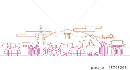 街並 線画 奈良のイラスト素材