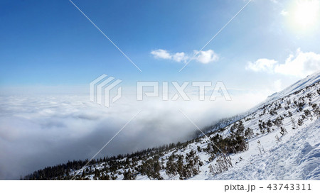View from the snow covered mountain in winter 43743311