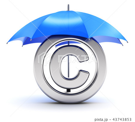 Silver copyright symbol covered by red umbrella 43743853