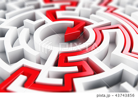 Solved round circle labyrinth maze 43743856