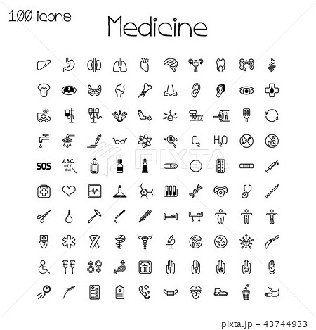 Medical icons. Set of 100 pieces. 43744933