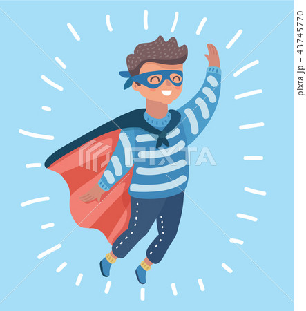 Vector illustration of Superhero boy waving hand 43745770