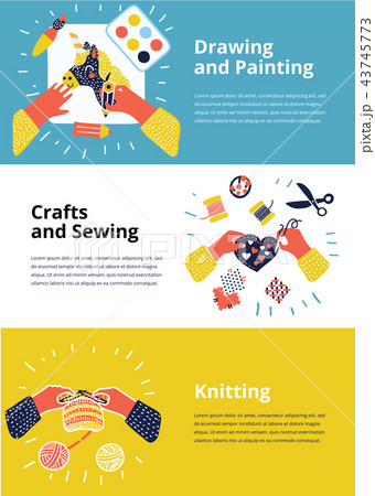 Set of illustration of Kids Art-working process.  43745773