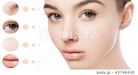 Portrait woman with skin parts in circle concept Portrait woman with skin parts in circle concept 43746430