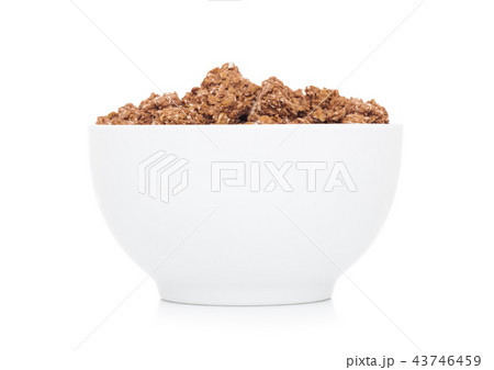 White bowl with natural organic granola cereal 43746459