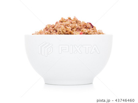 White bowl with natural organic granola cereal 43746460