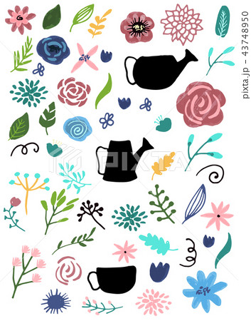 Flower graphic design. Vector set of floral elements with hand drawn flowers. 43748950