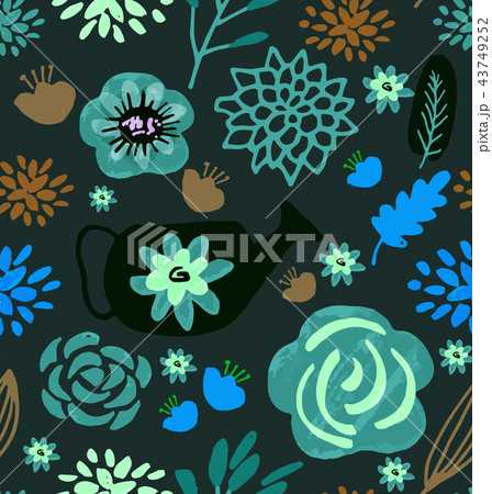 Vector hand drawn floral pattern, delicate flowers 43749252