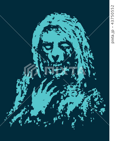 Awful witch with bony hand. Vector illustration. 43750552