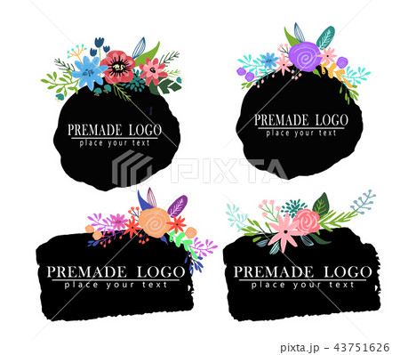 Hand drawn cute floral logo template 43751626