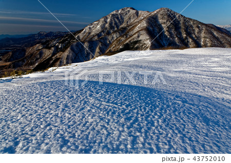竜ヶ岳の雪原から見る雨ヶ岳・毛無山稜線 43752010