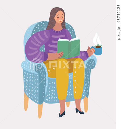 Girl reading book on arm-chair. Girl reading book on arm-chair. 43752123