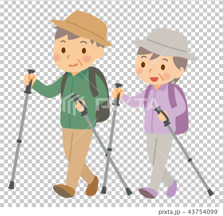 ハイキングの老夫婦 43754099