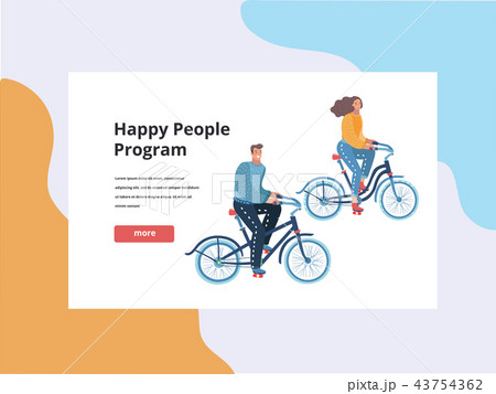 Bicycle riding couple banner template 43754362